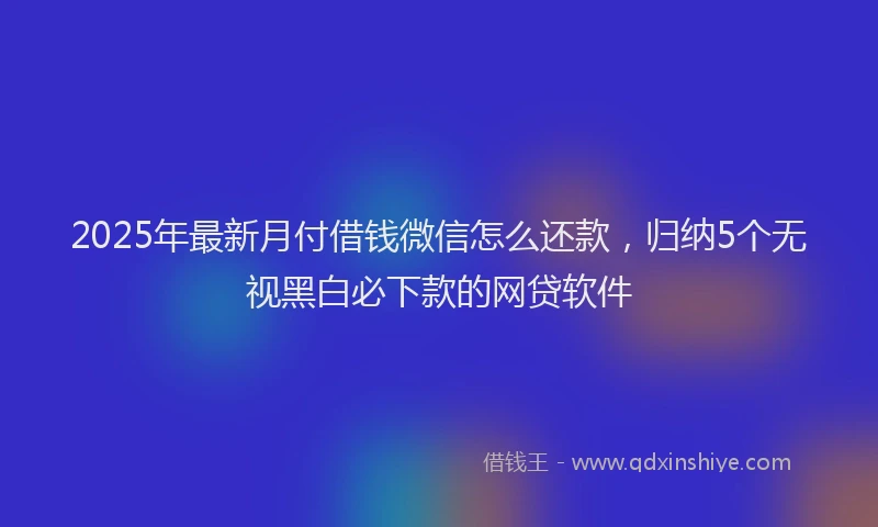2025年最新月付借钱微信怎么还款，归纳5个无视黑白必下款的网贷软件