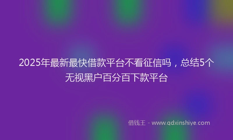 2025年最新最快借款平台不看征信吗，总结5个无视黑户百分百下款平台
