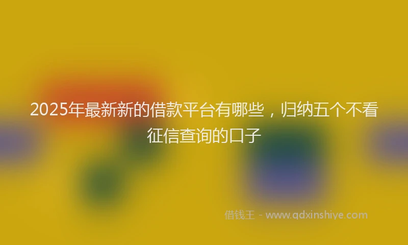 2025年最新新的借款平台有哪些，归纳五个不看征信查询的口子