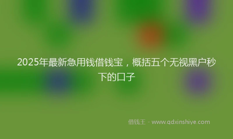 2025年最新急用钱借钱宝，概括五个无视黑户秒下的口子
