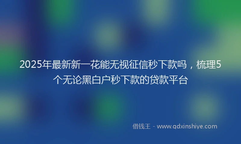 2025年最新新一花能无视征信秒下款吗，梳理5个无论黑白户秒下款的贷款平台