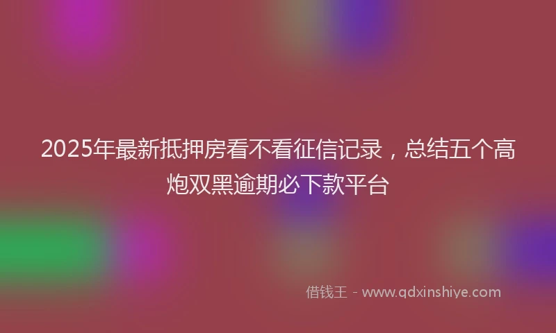 2025年最新抵押房看不看征信记录，总结五个高炮双黑逾期必下款平台