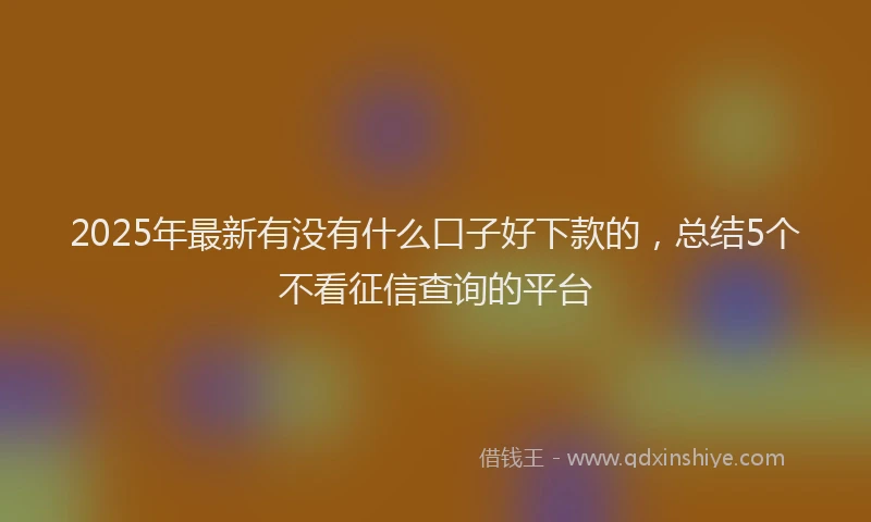 2025年最新有没有什么口子好下款的，总结5个不看征信查询的平台
