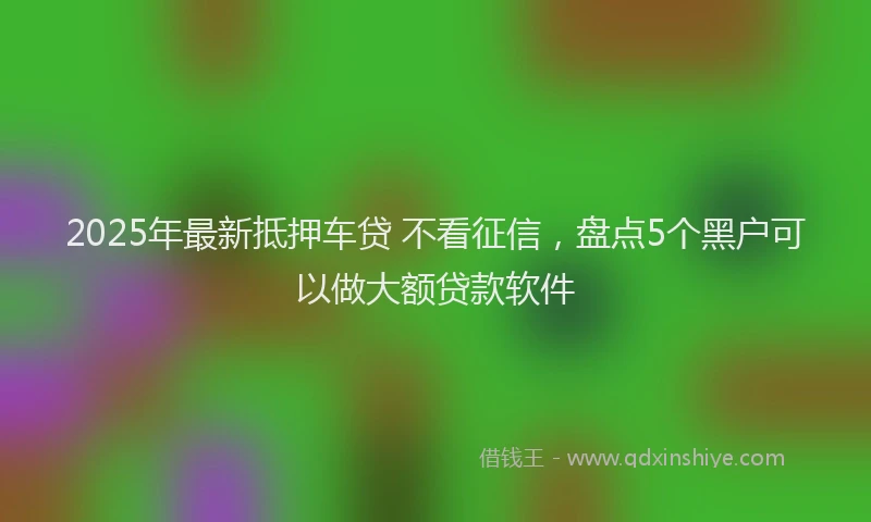 2025年最新抵押车贷 不看征信，盘点5个黑户可以做大额贷款软件