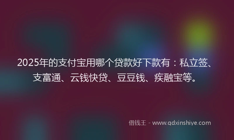 2025年的支付宝用哪个贷款好下款有：私立签、支富通、云钱快贷、豆豆钱、疾融宝等。