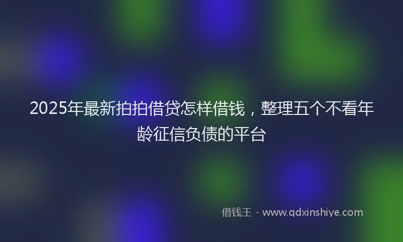 2025年最新拍拍借贷怎样借钱，整理五个不看年龄征信负债的平台