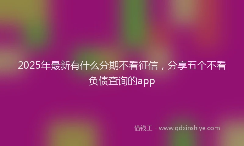 2025年最新有什么分期不看征信，分享五个不看负债查询的app