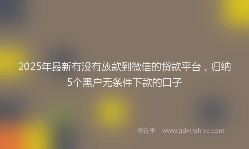 2025年最新有没有放款到微信的贷款平台，归纳5个黑户无条件下款的口子