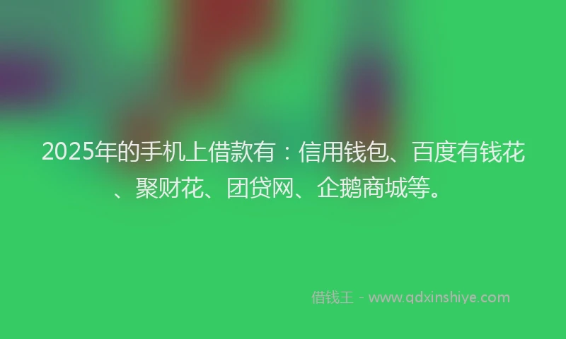 2025年的手机上借款有：信用钱包、百度有钱花、聚财花、团贷网、企鹅商城等。