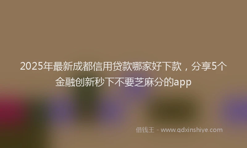 2025年最新成都信用贷款哪家好下款，分享5个金融创新秒下不要芝麻分的app