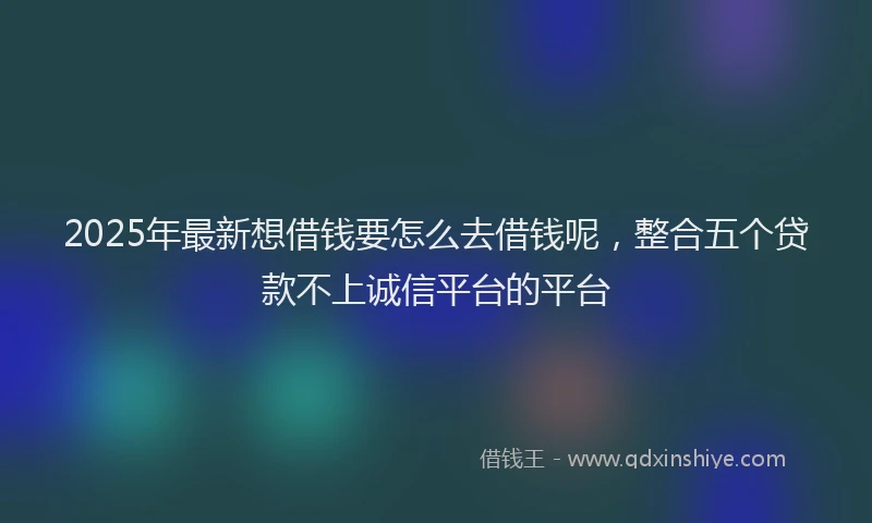 2025年最新想借钱要怎么去借钱呢，整合五个贷款不上诚信平台的平台