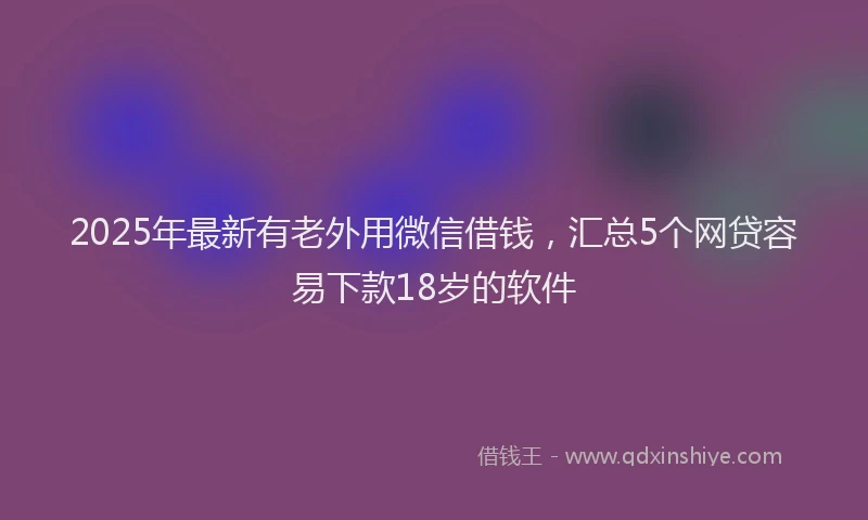 2025年最新有老外用微信借钱，汇总5个网贷容易下款18岁的软件