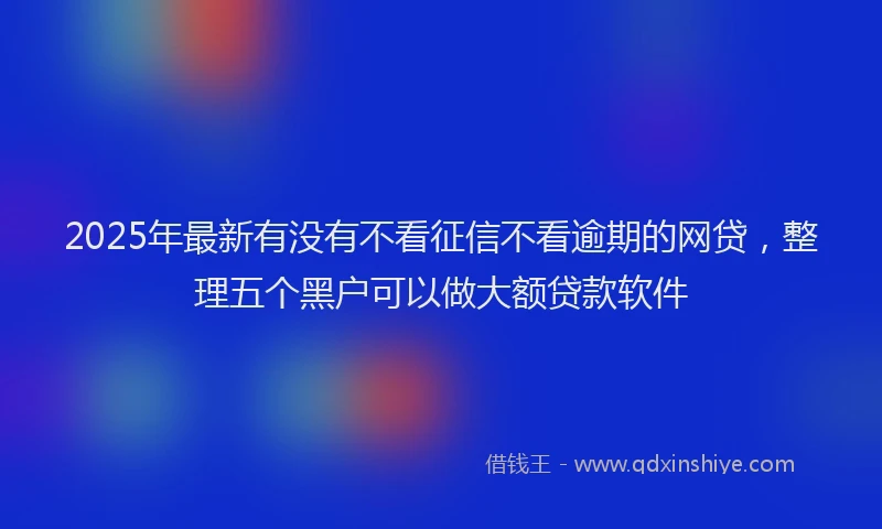2025年最新有没有不看征信不看逾期的网贷，整理五个黑户可以做大额贷款软件