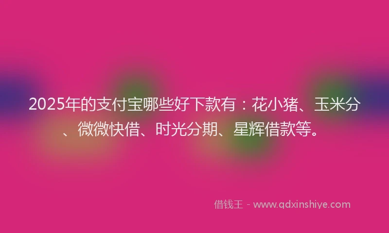 2025年的支付宝哪些好下款有：花小猪、玉米分、微微快借、时光分期、星辉借款等。