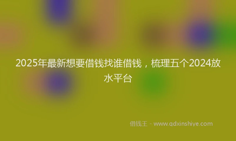 2025年最新想要借钱找谁借钱，梳理五个2024放水平台