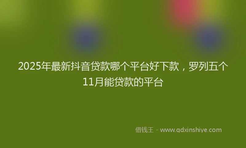 2025年最新抖音贷款哪个平台好下款，罗列五个11月能贷款的平台