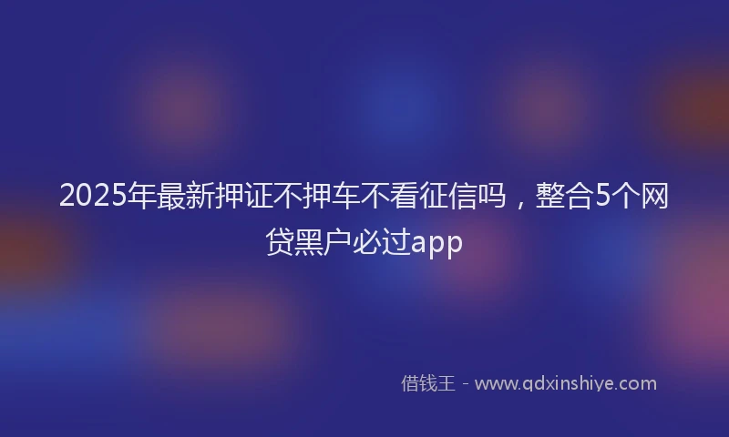 2025年最新押证不押车不看征信吗，整合5个网贷黑户必过app