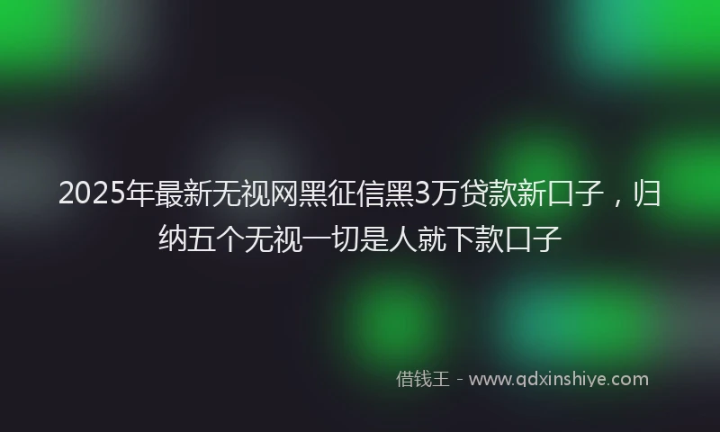 2025年最新无视网黑征信黑3万贷款新口子，归纳五个无视一切是人就下款口子