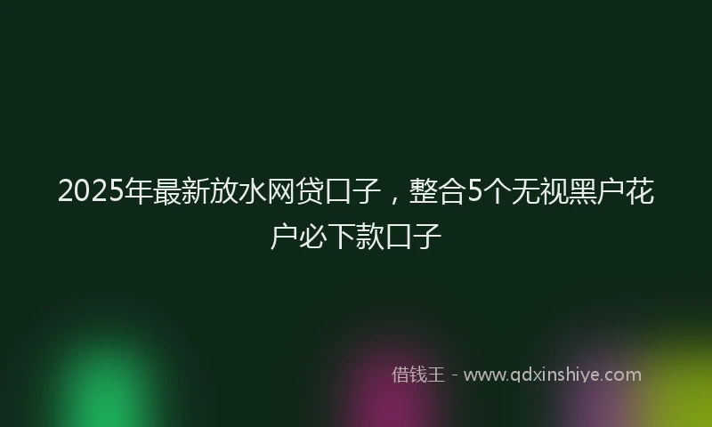 2025年最新放水网贷口子，整合5个无视黑户花户必下款口子