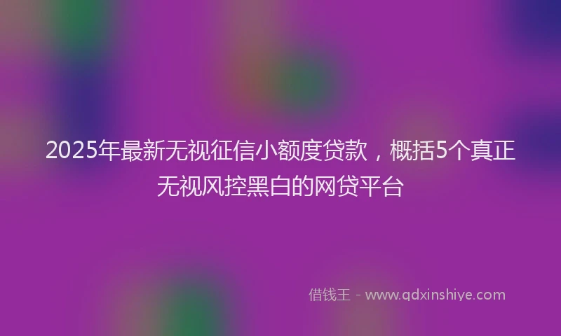 2025年最新无视征信小额度贷款，概括5个真正无视风控黑白的网贷平台