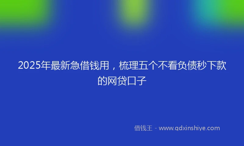 2025年最新急借钱用，梳理五个不看负债秒下款的网贷口子