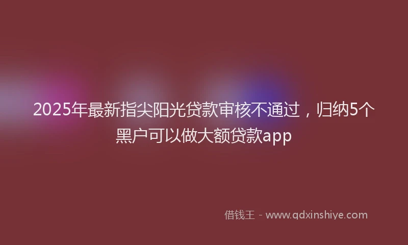 2025年最新指尖阳光贷款审核不通过，归纳5个黑户可以做大额贷款app