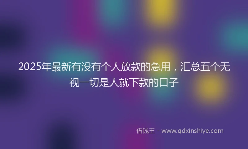2025年最新有没有个人放款的急用，汇总五个无视一切是人就下款的口子
