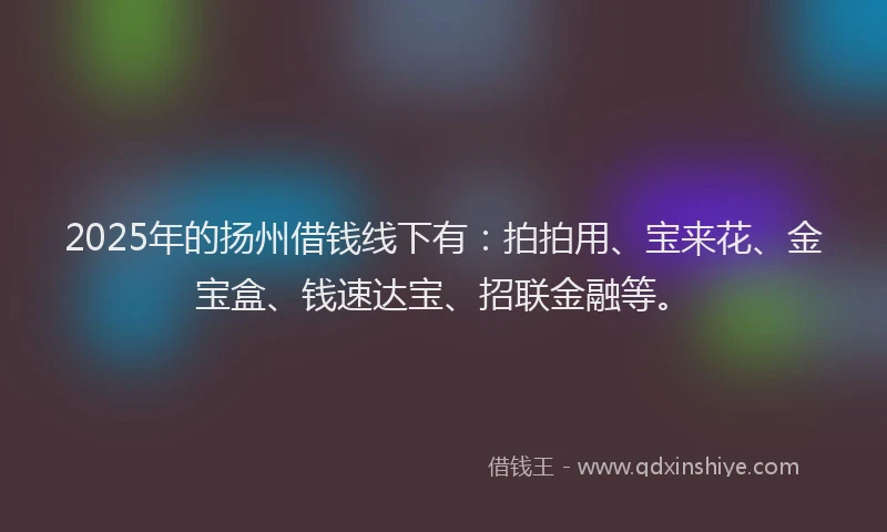 2025年的扬州借钱线下有：拍拍用、宝来花、金宝盒、钱速达宝、招联金融等。