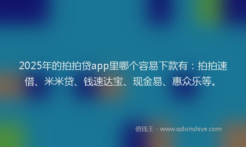 2025年的拍拍贷app里哪个容易下款有：拍拍速借、米米贷、钱速达宝、现金易、惠众乐等。