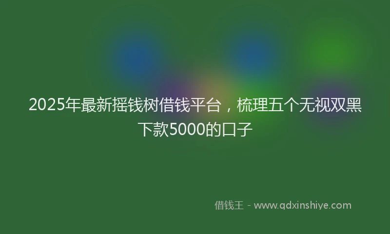 2025年最新摇钱树借钱平台，梳理五个无视双黑下款5000的口子