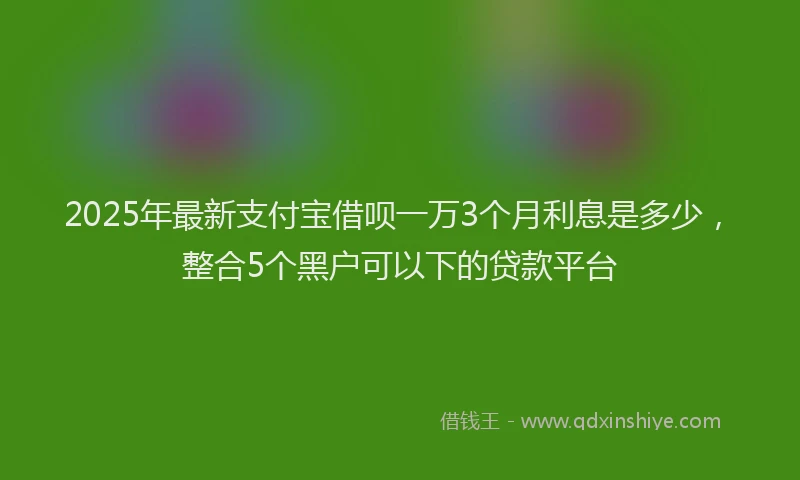 2025年最新支付宝借呗一万3个月利息是多少，整合5个黑户可以下的贷款平台
