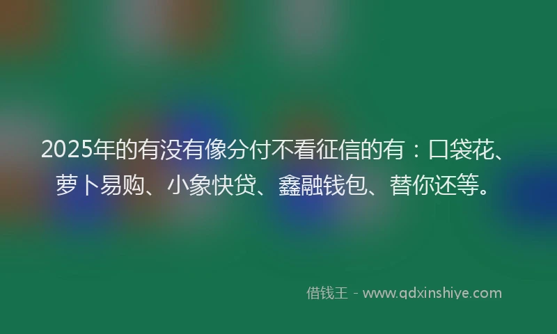 2025年的有没有像分付不看征信的有：口袋花、萝卜易购、小象快贷、鑫融钱包、替你还等。