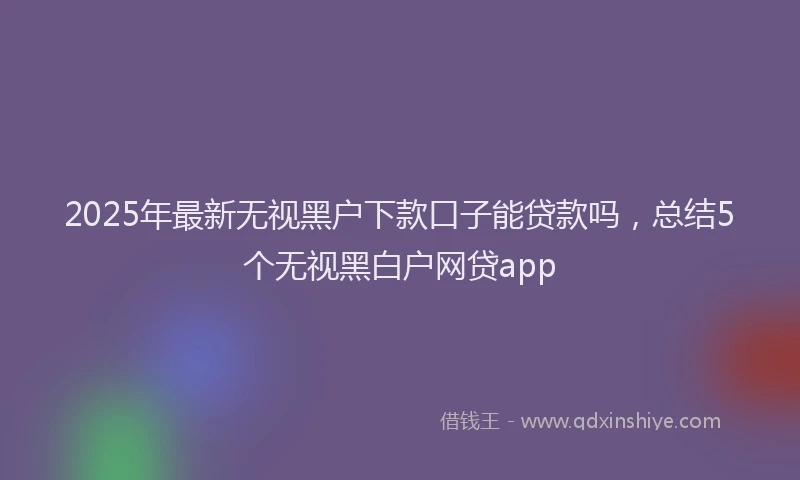 2025年最新无视黑户下款口子能贷款吗，总结5个无视黑白户网贷app