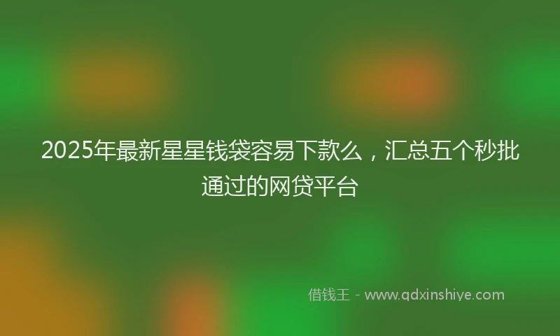 2025年最新星星钱袋容易下款么，汇总五个秒批通过的网贷平台