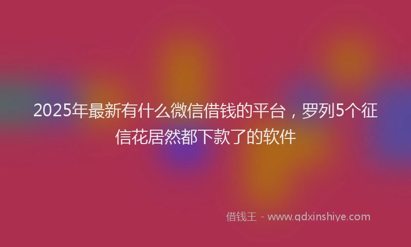 2025年最新有什么微信借钱的平台，罗列5个征信花居然都下款了的软件