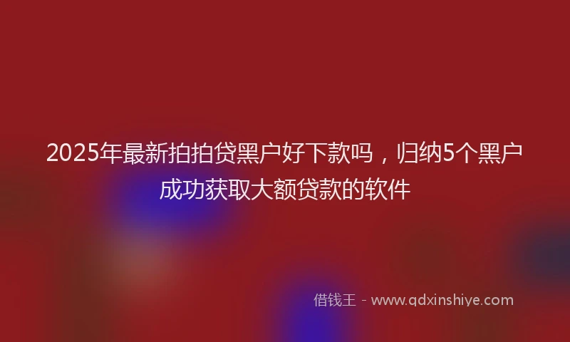 2025年最新拍拍贷黑户好下款吗，归纳5个黑户成功获取大额贷款的软件