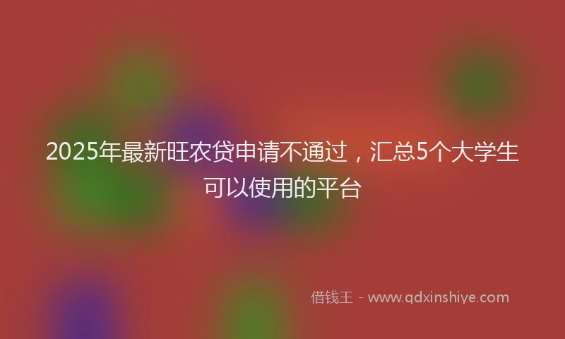 2025年最新旺农贷申请不通过，汇总5个大学生可以使用的平台