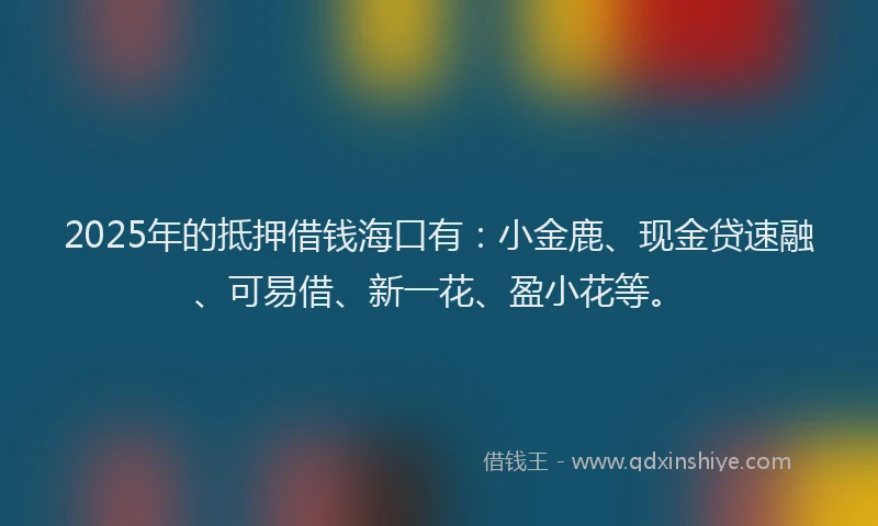 2025年的抵押借钱海口有：小金鹿、现金贷速融、可易借、新一花、盈小花等。