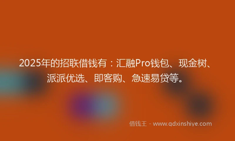 2025年的招聅借钱有：汇融Pro钱包、现金树、派派优选、即客购、急速易贷等。