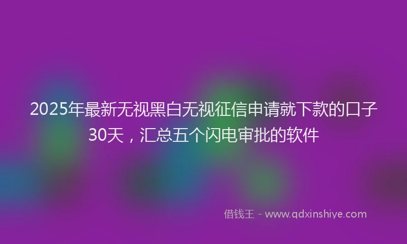 2025年最新无视黑白无视征信申请就下款的口子30天，汇总五个闪电审批的软件