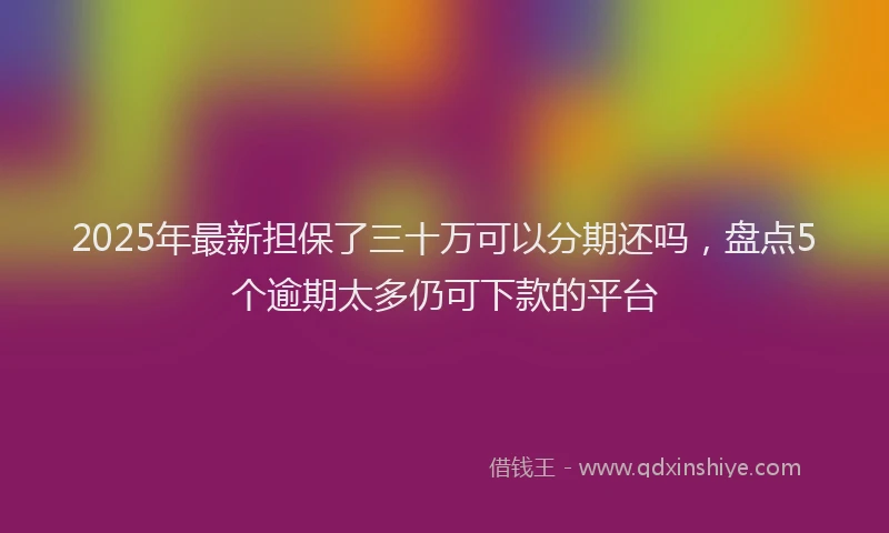 2025年最新担保了三十万可以分期还吗，盘点5个逾期太多仍可下款的平台