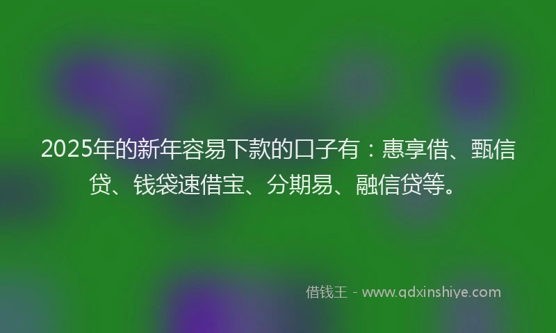2025年的新年容易下款的口子有：惠享借、甄信贷、钱袋速借宝、分期易、融信贷等。