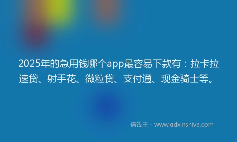 2025年的急用钱哪个app最容易下款有：拉卡拉速贷、射手花、微粒贷、支付通、现金骑士等。