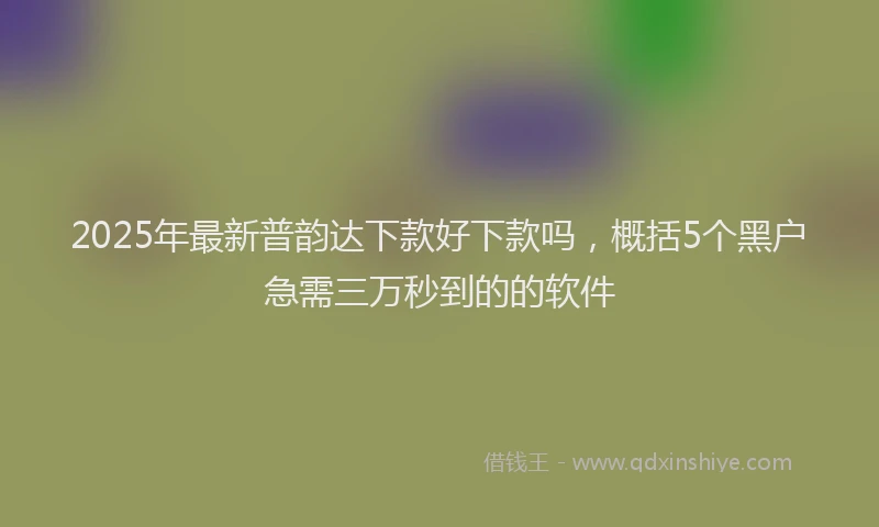2025年最新普韵达下款好下款吗，概括5个黑户急需三万秒到的的软件