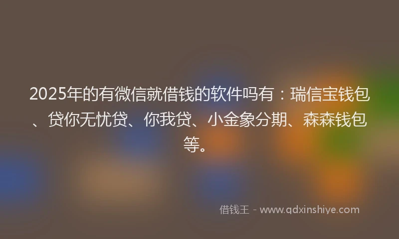 2025年的有微信就借钱的软件吗有：瑞信宝钱包、贷你无忧贷、你我贷、小金象分期、森森钱包等。