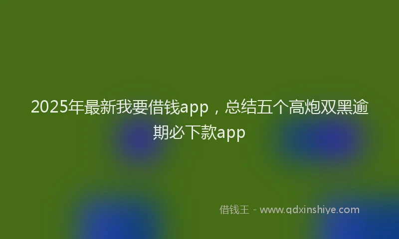 2025年最新我要借钱app，总结五个高炮双黑逾期必下款app