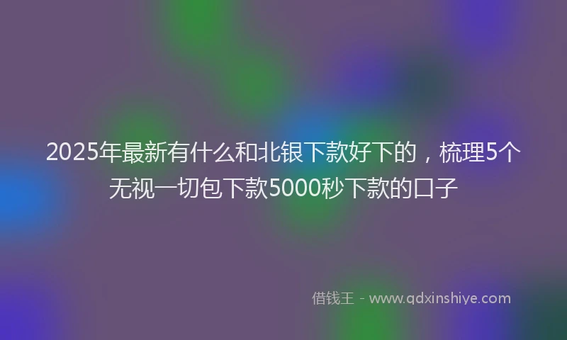 2025年最新有什么和北银下款好下的，梳理5个无视一切包下款5000秒下款的口子
