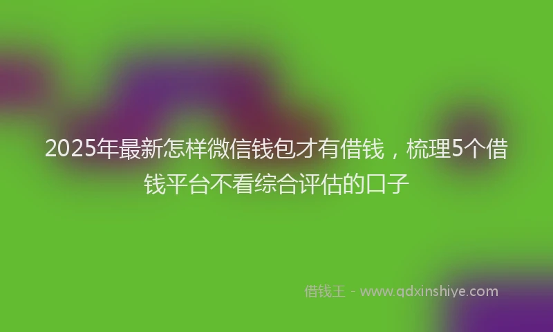 2025年最新怎样微信钱包才有借钱，梳理5个借钱平台不看综合评估的口子