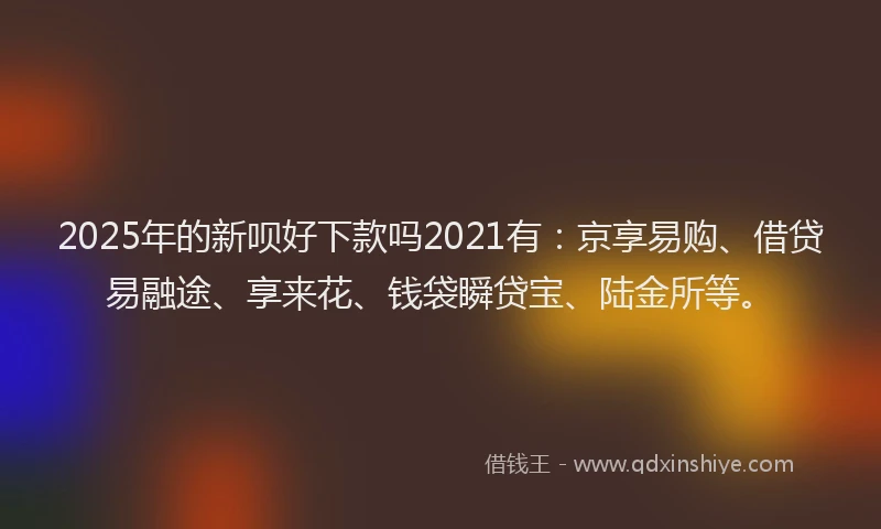 2025年的新呗好下款吗2021有：京享易购、借贷易融途、享来花、钱袋瞬贷宝、陆金所等。