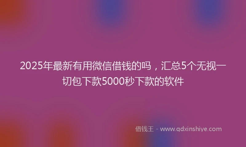 2025年最新有用微信借钱的吗，汇总5个无视一切包下款5000秒下款的软件